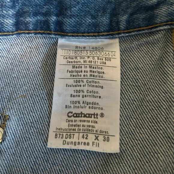 Carhartt Loose Dungaree Fit Double-Front Washed Logger jeans B73DST size 42x30 - Picture 5 of 5